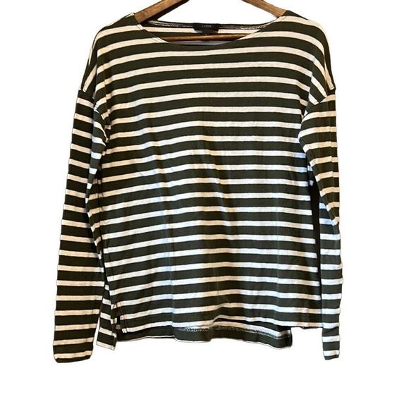 J. Crew basic t shirt  long sleeve size small black white - Picture 1 of 5